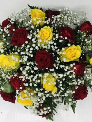 Red and Yellow Mixed Rose Double ended Grave  Arrangement