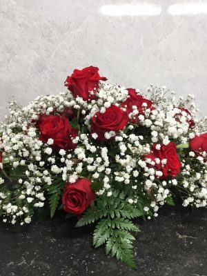 Red Rose And Lily’s Double ended Grave Arrangement